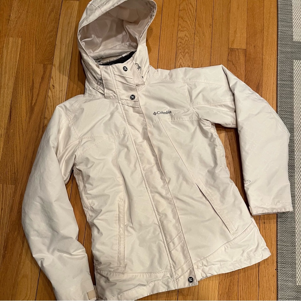Columbia Women’s Whirlibird Interchange Winter Jacket Cream/Olive Size Small - Picture 3 of 11